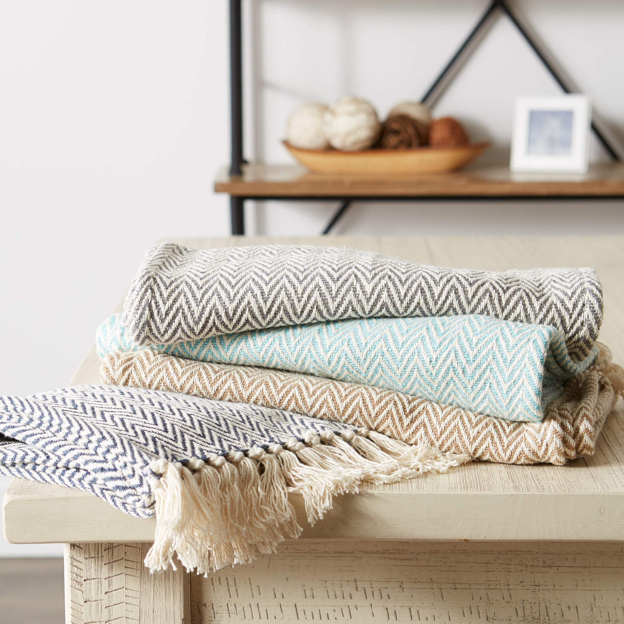 DII Woven Basic Tabletop Collection Chevron Table Runner, 15x72, Gray DII