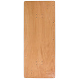 EMMA + OLIVER 6-Foot Rectangular Wood Folding Banquet Table with Clear Coated Finished Top EMMA + OLIVER