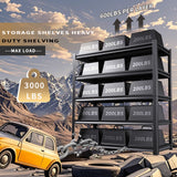 72" H/59 W Garage Shelving Heavy Duty Storage Shelves Adjustable Garage Shelves 5 Tier Metal Shelving Unit Utility Rack Shelf for Kitchen Warehouse Pantry Storage, Black, 72" H x 59" W x 20" D AOJUFEO