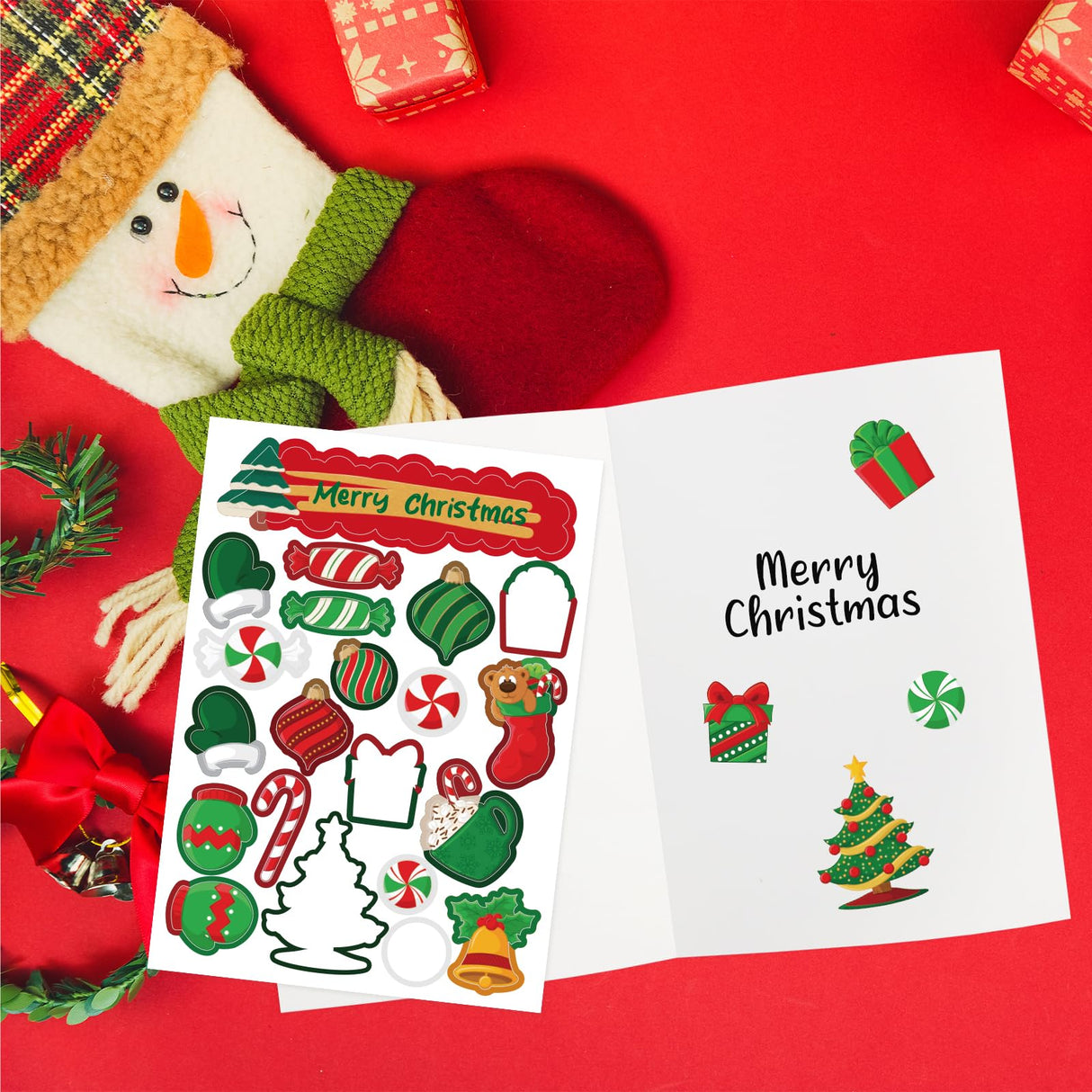 Fancy Land Christmas Cards with Envelopes and Stickers 18pcs Holiday DIY Make Your Own Christmas Cards Making Kit Craft for Kids Classic Fancy Land
