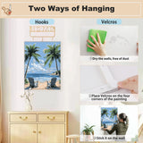 EOBROMD Framed Paint by Numbers Kits for Adults Sunny Beach Palm, DIY Kits Crafts for Beginner, Painting on Stretched Canvas, Oil Paint by Numbers for Home Decor Gift 12x16inch EOBROMD