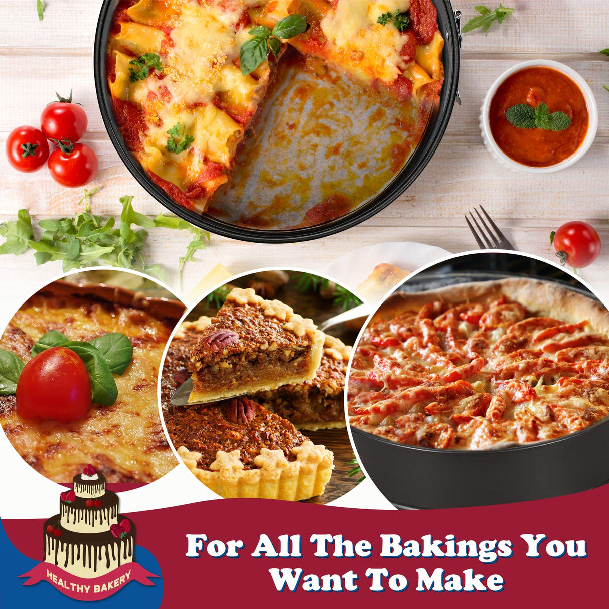 HIWARE 9 Inch Non-stick Cheesecake Pan Springform Pan with Removable Bottom/Leakproof Cake Pan - Black HIWARE