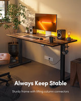 FEZIBO Electric Standing Desk, Height Adjustable Stand up Desk, 60 x 24 Inches Sit Stand Home Office Desk, Computer Desk, Rustic Brown FEZIBO