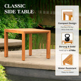 Idzo Eleve 400lbs Capacity Outdoor Club Chairs Set of 2 with Wooden Side Table, FSC Certified Acacia Wood Patio Furniture Set for Firepit Porch, Large, Slanted Backrest Design IDZO