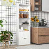 Tangkula Tall Bookcase with Doors, Farmhouse 71" H Freestanding Bookshelf with 6 Shelves & 2-Door Cabinet, Display Shelf with Adjustable Shelf for Living Room Study (White, 71") Tangkula