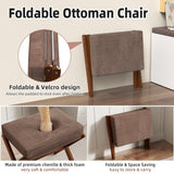 BAMBOOHOMIE Foldable Foot Stool Ottoman, Modern Foot Rest with Bamboo X Legs & Thick Foam Cushion, Folding Foot Stools Small Padded for Bedroom Living Room, Makeup Vanity Stool Chair (Brown - Brown) BAMBOOHOMIE