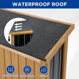 Outdoor Storage Cabinet Wood & Metal with Waterproof Roof, Garden Tool Shed with 3 Removable Shelves, 4 adjustable reinforced feet with metal brackets, 6 T-Hinge, magnetic door,15.6"D x 32.3"W x 66"H Gowoodhut