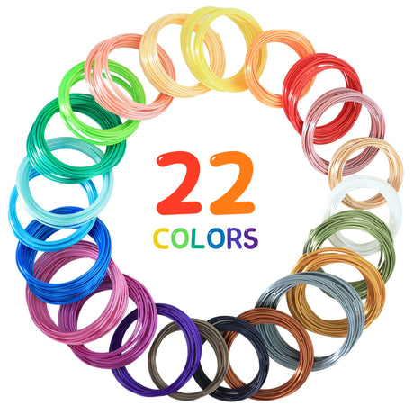 BBLIFE 22 Colors 1.75mm Silk Shiny PLA 3D Filament Refill, Each Color 4M, Total 88m Silk Luster PLA Printing Filament Sample Pack, Widely Support for All 1.75mm 3D Printer/3D Pen on Market Bblife