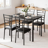 GarveeHome 5-Piece Kitchen Dining Room Table Chair Set for Small Space, Indoor Modern Dinette Set for 4, Square Dinner Table Set for Dinette, Breakfast, Black GarveeHome
