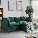 SoarFlash Chenille 71.6" Sectional Sofa, Comfy L Shaped Modular Coush Sofa with Ottoman, Modern 2 Seat Couch Deep Seat Sofa Set for Living Room,Green SoarFlash