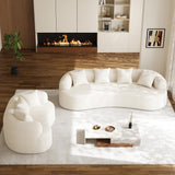 114" Oversized Sectional Sofa for Living Room, Modern Luxury Plush Chenille 4-Seater Extra Deep & Wide Seat Curved Cloud Couch with 4 Throw Pillows, No Assembly Needed, Cream White DAMAIFROM