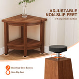 Jekruiet Teak Shower Bench for Corner, 18 inch Shower Chair Stool for Shaving Legs with Storage Shelf,Waterproof Bathroom Bench Seat for Elderly and Disabled Indoor Use Jekruiet