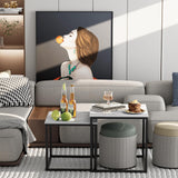 VILAWLENCE Coffee Table Set of 2, Modern Black Wooden Side Table, Metal Frame Square End Table, Center Tables,Nesting Coffee Table for Living Room,Bedroom and Small Spaces VILAWLENCE