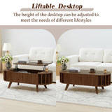 Janmer Home 47.3" Lift Top Coffee Table with Hidden Storage, Small End Table with Curved Edge Design, Oval Center Table with Lift Tabletop for Living Room, Office (Walnut) Janmer Home