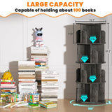 Besiost 360° Rotating 4-Tier Grey Oak Corner Bookshelf for Small Spaces Besiost