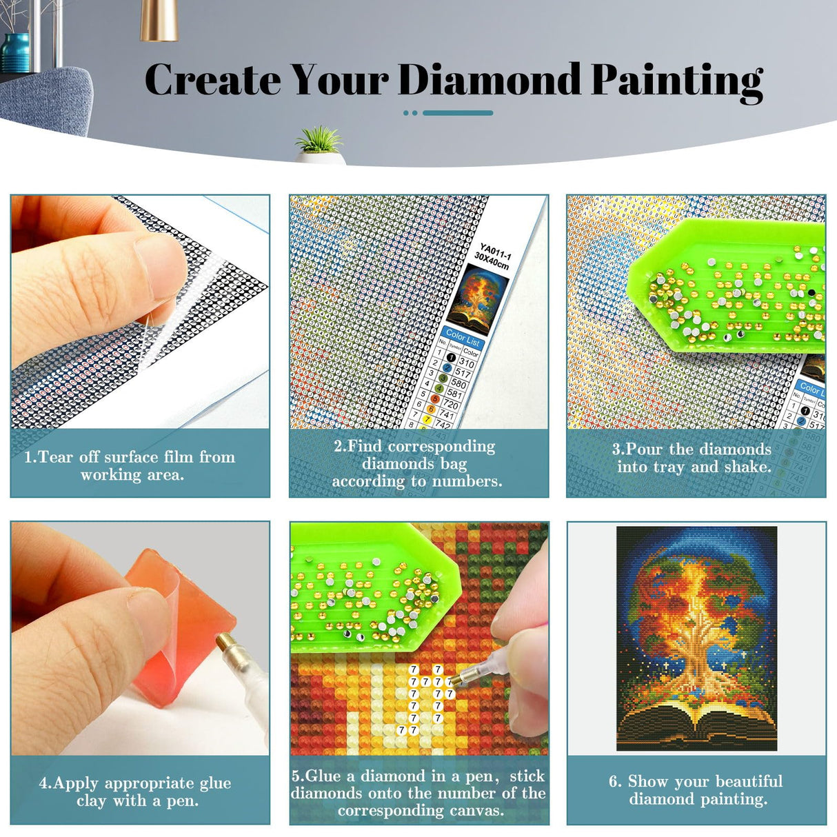 YOYA 2 Pack Tree of Life Diamond Art Painting Kits, 5D Tree of Life Diamond Painting Kits, Full Drill Diamond Dots Paintings for Home Wall Decor 12 x 16 Inch YOYA