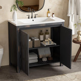 LUMISOL 36" Bathroom Vanity with Sink Combo, Modern Single Bathroom Vanity with 2 Soft-Closing Doors, Adjustable Shelf, Freestanding Bathroom Storage Cabinet with Undermount Sink, Espresso LUMISOL