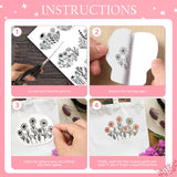 Water Soluble Embroidery Patterns Stabilizers - Rngmsi 4 Pcs Floral Stick and Stitch Embroidery Paper Wash Away, Sunflower Designs Transfer Patterns Stabilizers for Hand Sewing Rngmsi