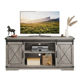 Farmhouse TV Stand for TVs Up to 65", Rustic Entertainment Center with Sliding Barn Doors, Storage Cabinets & Adjustable Shelf, Media Console for Living Room, Bedroom, Grey GAOMON