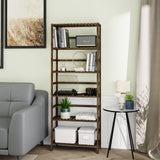 HITNET Bookcase, Bamboo Bookshelf, 6-Tier Adjustable Tall Open Book Shelf, Free Standing Storage Shelves Organizer, Flower Plant Display Stand, Walnut HITNET