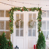 Spiareal 1 Pcs 5.74 ft Christmas Garland with Light Christmas Lighted Pine Garland Prelit Battery Operated Cedar Pine Cone Red Berry Greenery for Mantle Fireplace Decor Spiareal