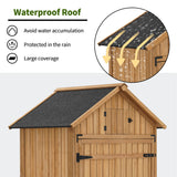 MCombo Large Outdoor Storage Shed with Adjustable Shelves, Outdoor Storage Cabinet with Lock, Wood Garden Tool Shed for Outside, Backyard and Patio (38x24x82 inch) 6056-1970 (Natural) MCombo