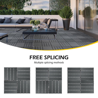 Dyna-Living 60 sq. ft Plastic Interlocking Deck Tiles, 60 Pack, 12"x12" Indoor Outdoor Waterproof Patio Floor Decking Tiles for Balcony, Backyard, Garden & Poolside, All Weather Use, Dark Grey