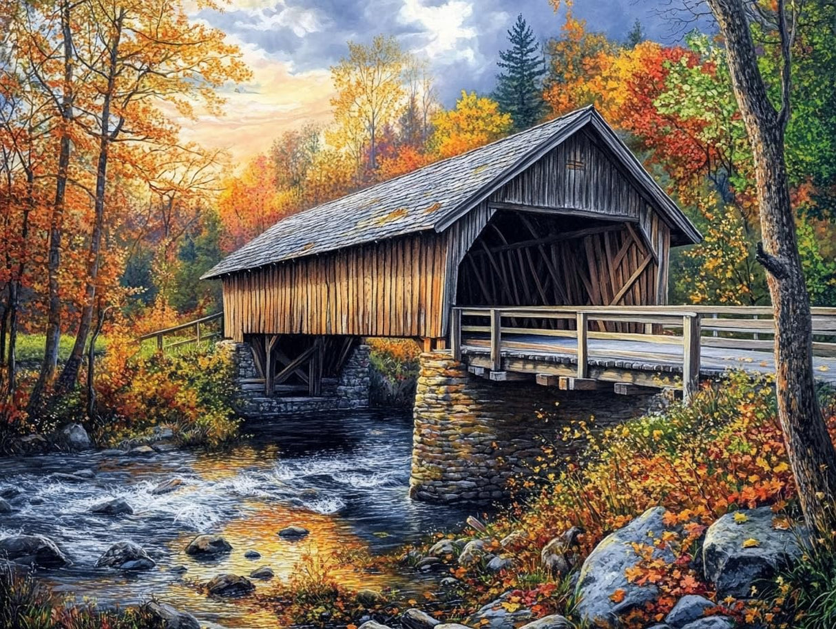 5D Landscape Historic Campbells Covered Bridge Diamond Art 12x16 Inch Full Drill Diamond Painting Kits for Adults & Beginners - DIY Art Crafts for Relaxation and Home Wall Decor 568A Generic