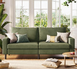 LINSY Modern Loveseat Sofa Couches for Living Room, Comfy Corduroy Sofa, Adjustable Seat Depth, Extra Deep Seats, Solid Wood Frame, Removable Cover, Love Seat Couch for Small Spaces (79inch, Green) LINSY