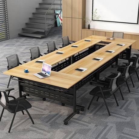 Foldable Conference Table, 6PCS Folding Conference Room Table with Wheels, Flip Top Mobile Training Table, Modern Rectangle Meeting Table for Office Training Room Classroom (6pack 63in) Lrxmastery