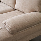 Karl home Convertible Sectional Sofa 110" U-Shape Sofa Couch 4-Seat Couch with Chaise ChenilleFabric Upholstered for Living Room, Apartment, Office, Camel Karl home