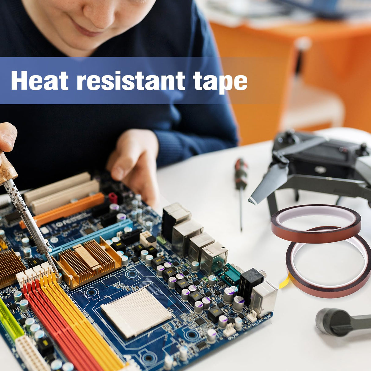 Fyguard 9 Rolls 10mm×30m (98Ft) Sublimation Tape Heat Tape Transfer Tape High Temperature Heat Resistant Tape, Heat Tape for Sublimation Heat Press Electronic Soldering Masking, No Residue Fyguard