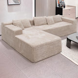 Boneless Modular Sectional Sofa, Cloud Couch with Left Facing Chaise, Oversized Deep Seat, L-Shaped, Soft Corduroy Fabric, Sectional Couch for Living Room -Beige NMXUXMN