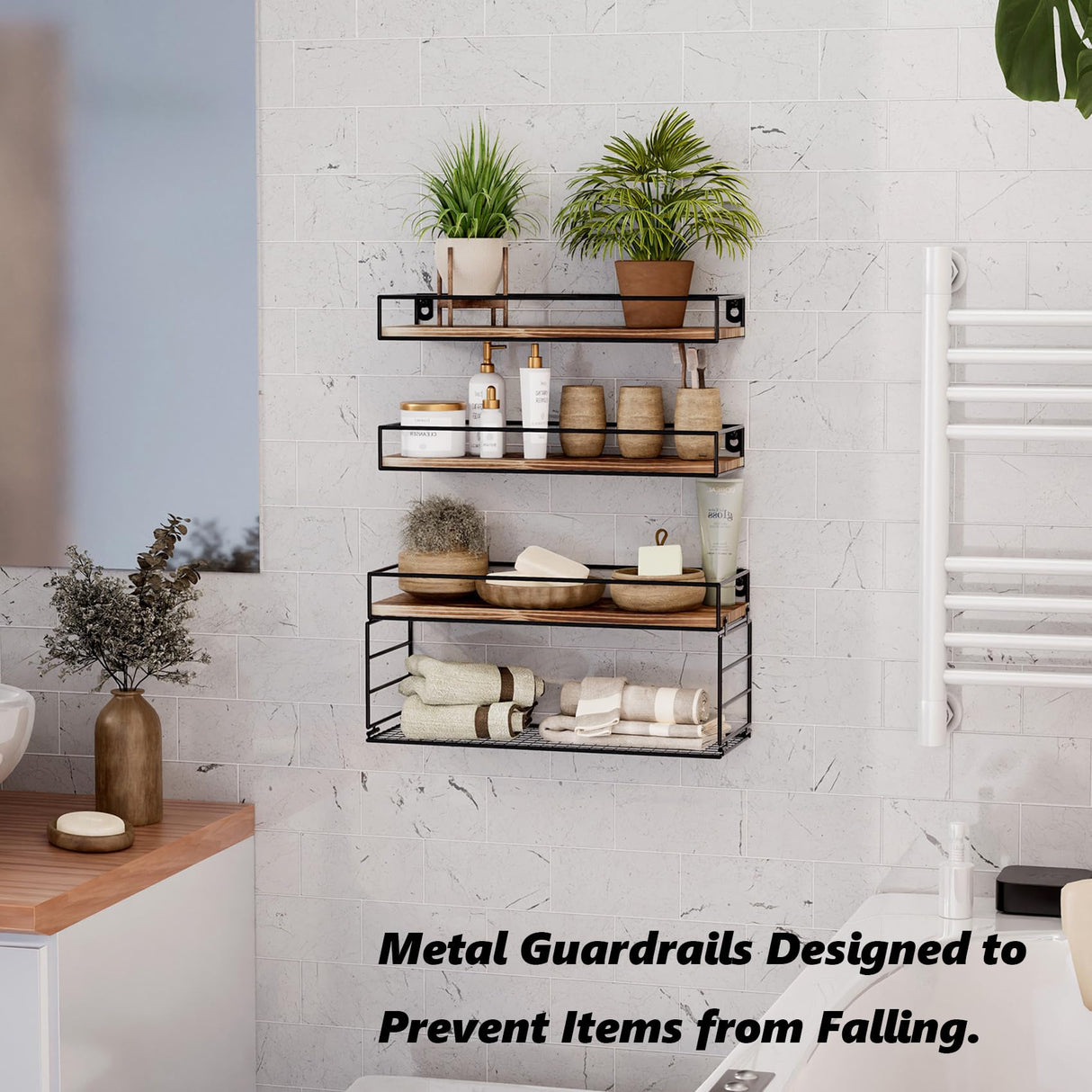 YXDXF Floating Bathroom Shelves with Paper Basket, Bathroom Shelves Over Toilet Small Shelf for Wall Farmhouse Bathroom Decor Wall Shelves for Bathroom Kitchen Office, Dark Brown YXDXF