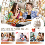 RADIATA Hanging Double Egg Chair with Stand, Oversized 2 Person Swing Egg Chairs Outdoor Indoor, 700Lbs Sturdy Loveseat Wicker Chair with Comfy Thick Cushion for Patio Backyard Balcony Porch, Beige RADIATA