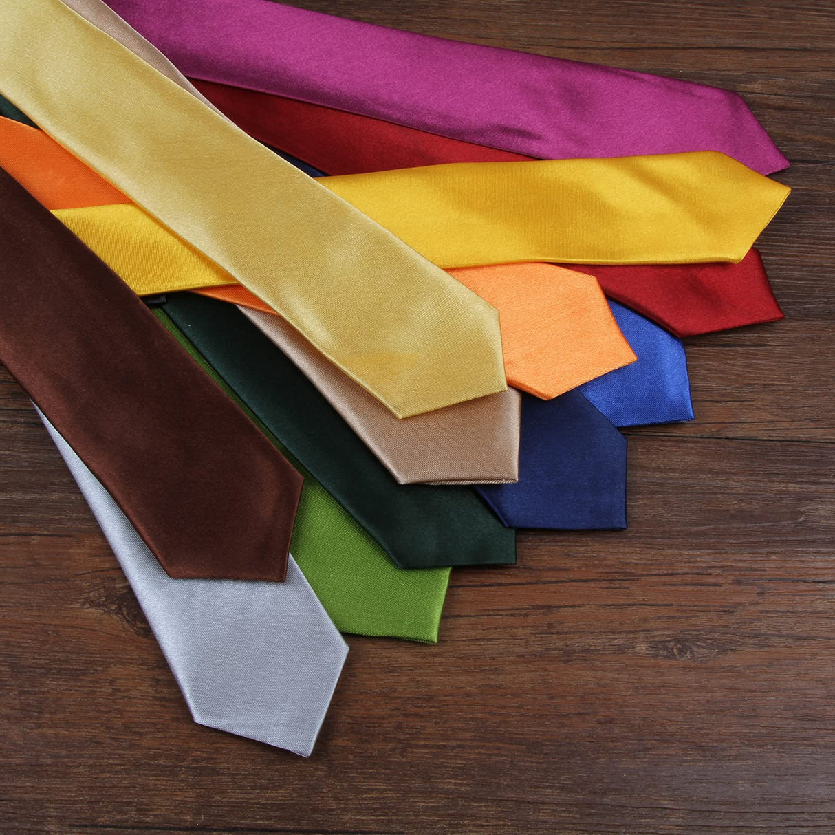 ICObuty Men Satin Tie 2 inch Skinny Solid Color Necktie 6 pack Wholesale Event(White) ICObuty