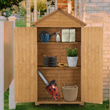 MCombo Outdoor Storage Cabinet, Garden Wood Tool Shed, Outside Wooden Shed Closet with Shelves and Latch for Yard, Patio, Deck and Porch 1000 Natural mcombo