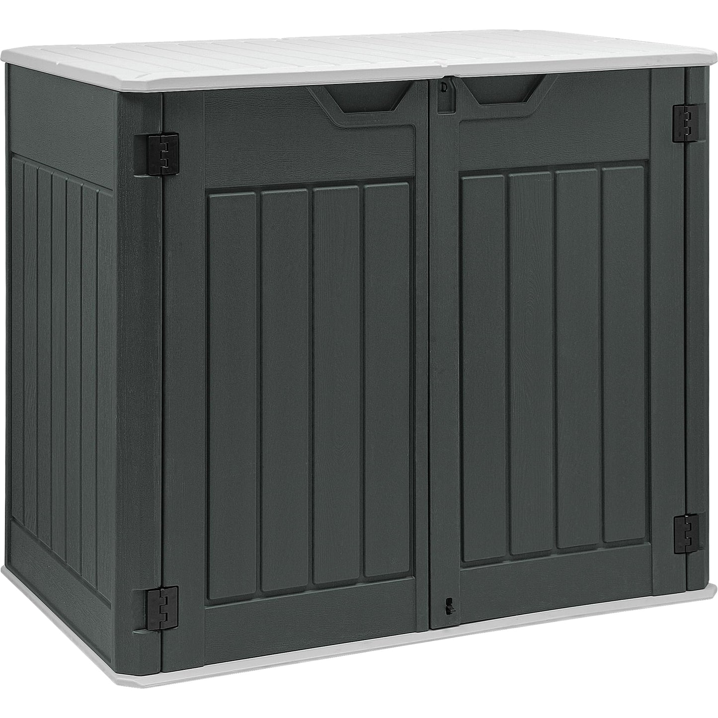 YITAHOME Large Outdoor Horizontal Storage Shed, 47 cu ft Resin Tool Shed w/o Shelf, Waterproof Outdoor Storage with floor for Trash Cans, Garden Tools, Lawn Mower, Lockable, 4.5x2.8x3.9 ft, D - WoodArtSupply