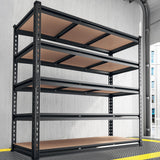 REIBII 48.2" W Garage Shelving, Storage Shelves Load 3000LBS, Adjustable Garage Shelving Heavy Duty for Pantry, Basement, Warehouse, 48.2" W X 71.9" H X 24" D, Black REIBII