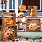 4 Pieces Decorative Wood Crates for Party Display, Large Rustic Farmhouse Wooden Nesting Storage Crates with Handles for Wedding Birthday Home Party Decoration Aweyka