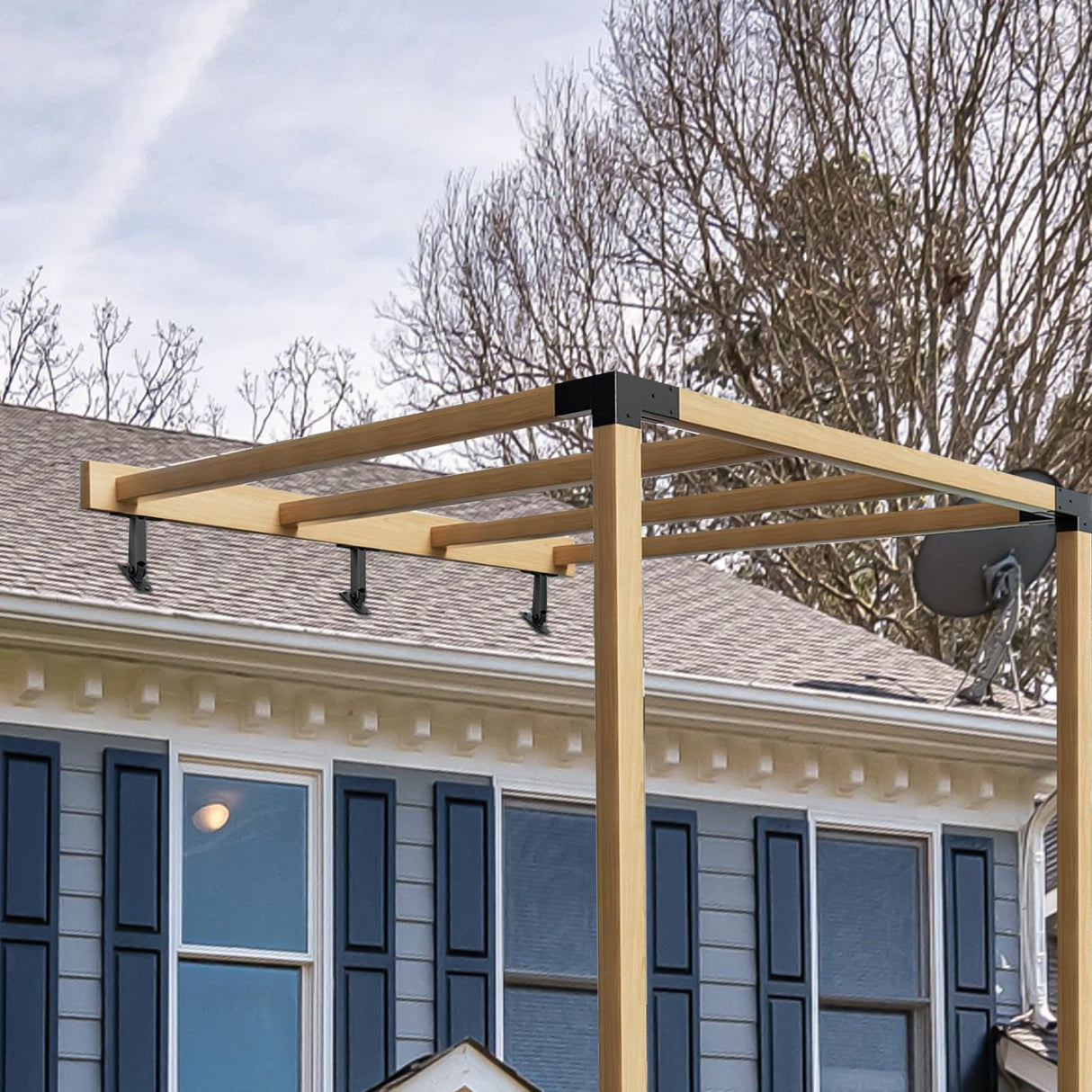 3 Pack Pergola Roof Riser Bracket, Heavy Duty Roof Riser Brackets for Patio Cover, 90° Adjustable Saddle Roof Riser Beam Mount Kit for Gazebo Pergola SZBAMI