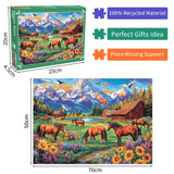 Horse Farm Jigsaw Puzzles 1000 Pieces for Adults Sunflowers Meadow 1000 Piece Jigsaw Puzzles for Adults DKijoys