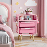 SYKIARIOL Pink Nightstand,Cute End Table with Storage Drawer,Kids Nightstand for Bedroom Furniture,Bedside Table Small Pink Desk Coffee Table for Living Room, Dorm,Office SYKIARIOL