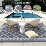 Garvee Outdoor Rug for Patio Clearance, 10 ft x14 ft Waterproof Large Camping Mat, Reversible Plastic Straw Rugs for RV, Camper, Balcony, Backyard, Picnic, Deck (Grey/White) Garvee