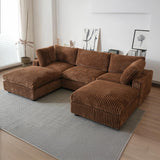 WJShome Cloud Couch Modular Sectional Sofa,118" Oversized U Shaped Couch with Ottoman,5 Seater Convertible Sofa,Comfy Plush Couches for Living Room,Covers Washable&Replaceable (Brown) WJShome