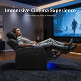 MCombo Dual Motors Leather Recliner with Power Headrest, Home Theater Seating with Armrest Storage HTS422 (Black) MCombo