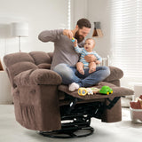 Adult Rocker Swivel Recliner Chair - Soft Fabric Overstuffed Manual Glider, Comfy Nursery Rocking Sofa Chair for Living Room OUTGOODS