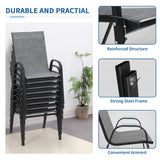 PIZZELLO Patio Chairs Set of 8 - Outdoor Stackable Dining Chairs for All Weather - Lightweight Textilene Outdoor Chair Sets with Armrests - 300Lbs Capacity - for Backyard Garden Porch Poolside (Grey) PIZZELLO