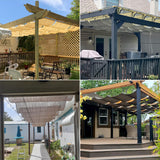 E&K Sunrise 4'Wx16'L Pergola Shade Cover Retractable Canopy Outdoor Wave Sun Shade for Patio Garden Backyard Deck Trellis (Beige) E&K