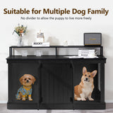 MCombo Large Dog Crate Furniture TV Stand, Wooden Dog Kennel with Double Doors, Indoor Furniture Style Dog Crate House End Table, 1861 (Black) MCombo